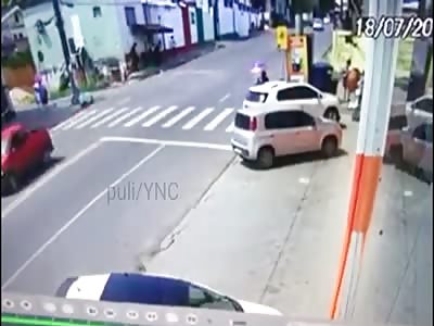 Accident. Front crash between motorcycle and car