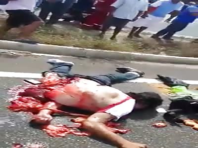 FATAL ACCIDENT LEAVES INTESTINES IN THE ASPHALT