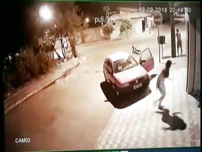 CCTV. Robber in robbery attempt receiving shots from a sergeant