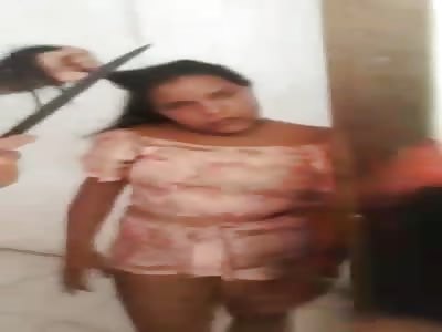 punished with haircut with machete