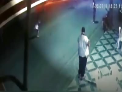 A motorcycle runs over her and dies in the hospital.