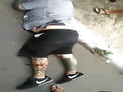 Man waiting for medical help after. Receive shot