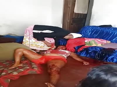 Dying Pregnant Woman Stabbed in the Neck Moans in Pain