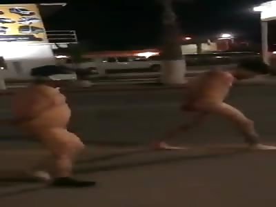 cartel humiliates and whips thieves from the opposite group.