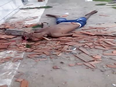 Shocking man with a shattered head