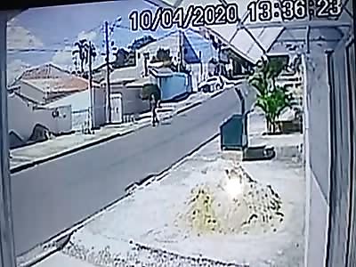 CCTV. Accident car vs motorcyclist