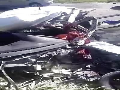Driver accident totally crushed 