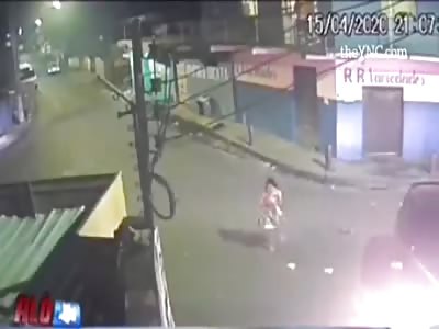 Cctv. Motorcyclist crash flies through trans impact airs with car 