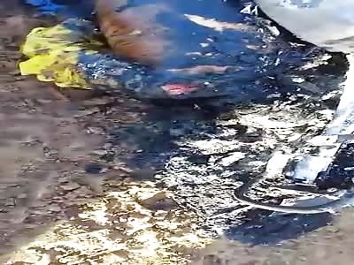 Motorcyclist fully burned 