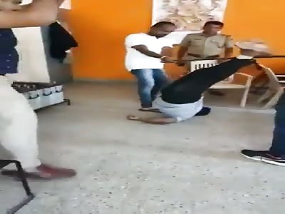 Punished with lasping on the feet 