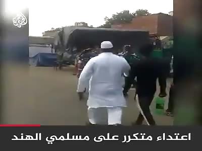 Indian security forces beat a Muslim citizen when activists accuse Mus