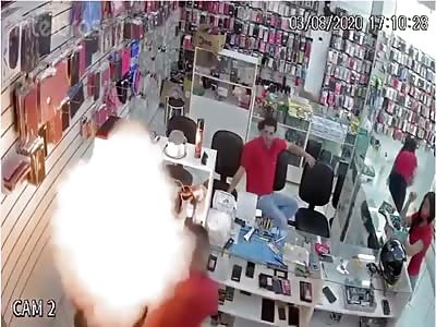 Shit.. Cell phone explodes on his face 