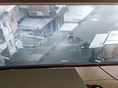 CCTV accident .. mother and son are run over by motorcyclist