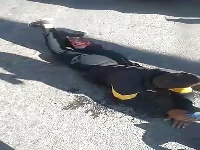 Man in agony after accident.