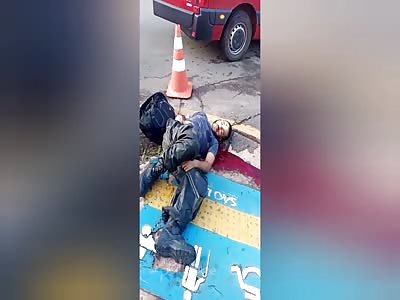 CCTV motorcycle is run over by car and life + { Aftermath}