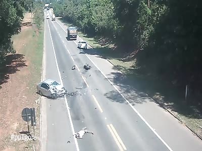 CCTV. motorcyclist vs car