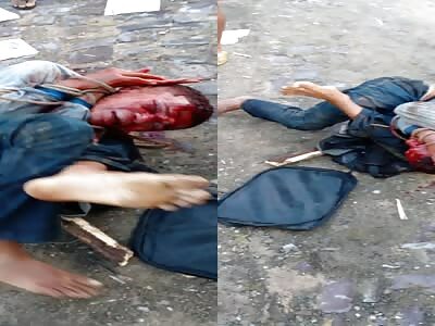 thief with his hands tied is flogged for stealing with a firearm 