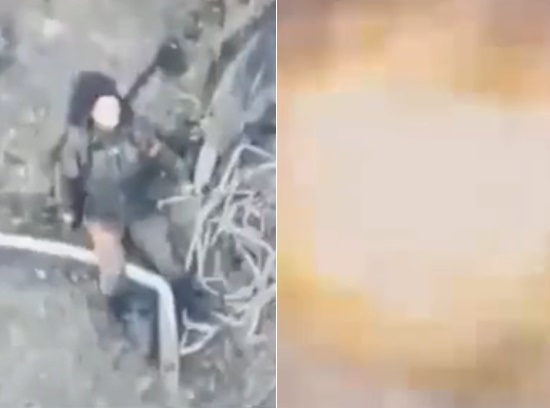 What a Drone Sees When It Drops Bombs on Soldiers