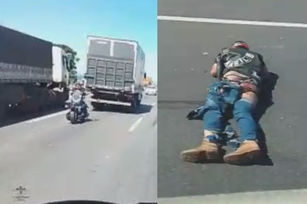 Trucker Films An Instant Death Of Careless Motorcyclist 