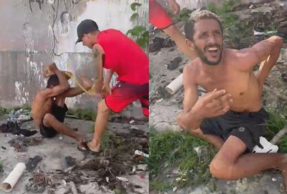 Screaming Thief Flogged And Kicked In Dirty Slums