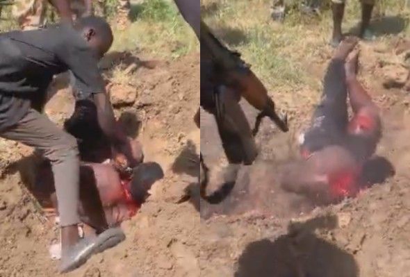 Rebel Gets Throat Slit And Shot In The Head By Soldiers