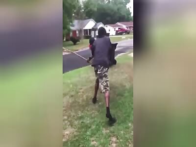 Man Teases another Man With Stick & Gets Beat Up