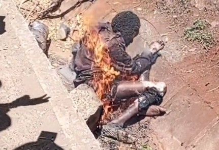 Phone Snatcher Set Ablaze By Mob