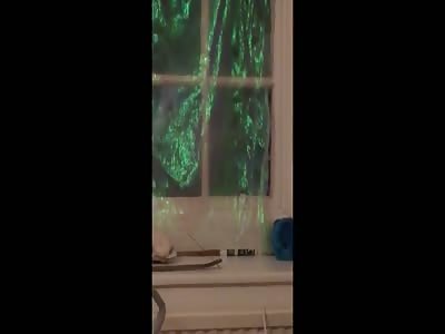 WTF !!  Naked pervert caught jerking off  watching some guy outside his house !!