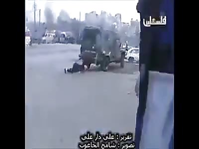 Israeli Occupy Forces  Run Over Palestinian In Armored Vehicle 