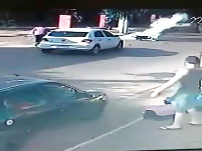 Accident Sends Bikers Flying And Their Motorcycle Bursting In Flames