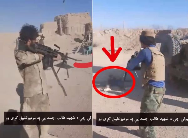 Afghan Soldiers Light Up Taliban Members Corpse