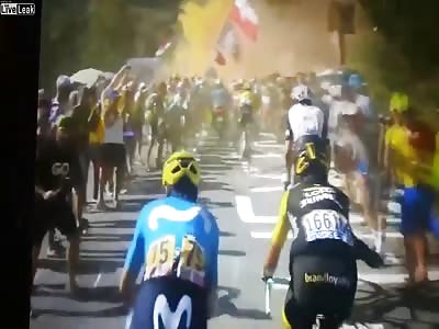 Flare smoke auses  rider to crash into police motorcycle escort...