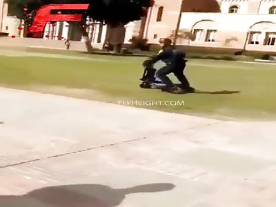 Cops tries to show of their new trike bike but fails miserably...