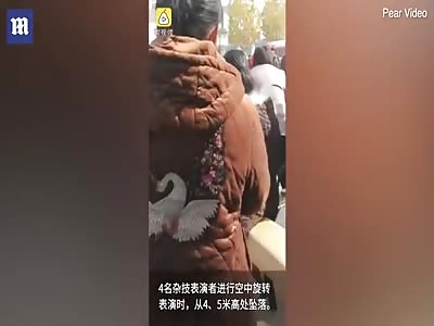 Circus acrobats fell from high during a show