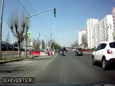 The pedestrian fell under the wheels of a car...