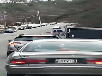 A car skids and crashes