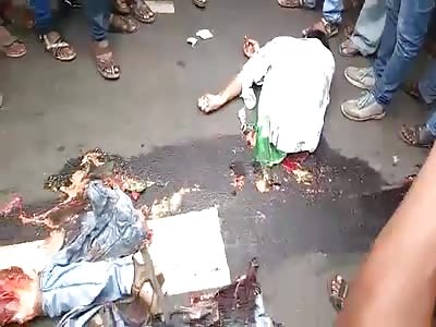 Unique Gore Alert:  Man cut in half in accident