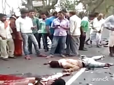 Horrible accident Man crash by truck vertical video