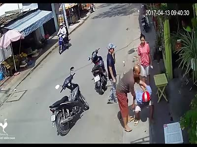 thief beating asian 