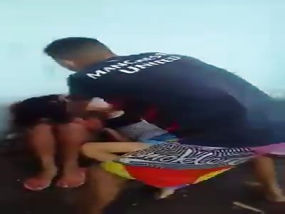 Brutal beating with stick