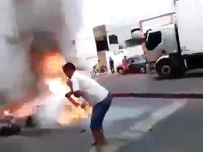  biker accident Man Burning i live 
