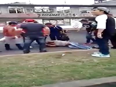 A thief being beating