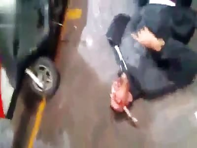 Man has a knife nailed to his head