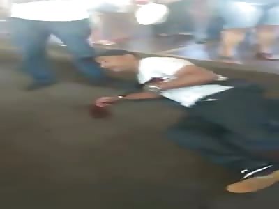 {Shocking} man with a knife in his chest