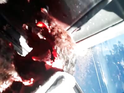 man has head blown off and the brain spreads on the floor 