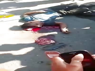 Man has brain scattered on the ground shooting or accident?