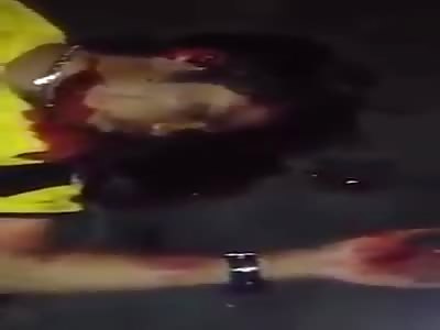 man murdered stabbed on the neck.and shots