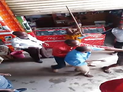  brutally beaten thief with sticks 