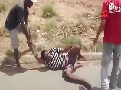 Thief brutally beaten 