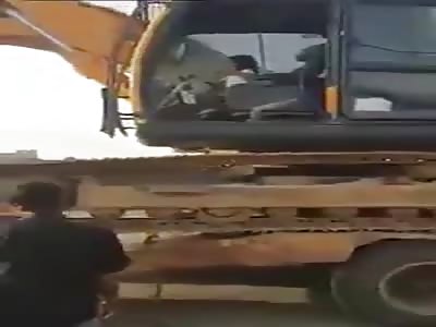 Little Girl Driving An Excavator 